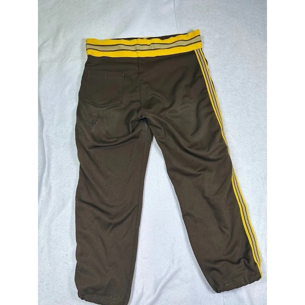 Vintage Southern Athletic Polyester Baseball Pants Men's Large Brown Yellow